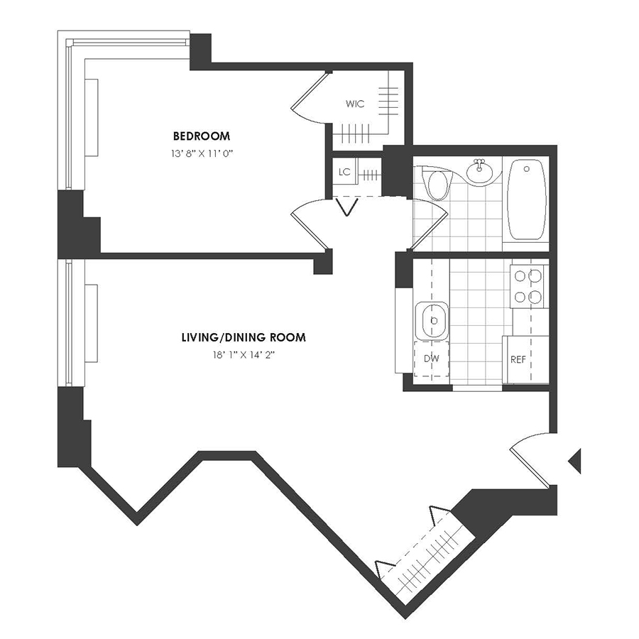 1 Bedroom - Residence A floor plan