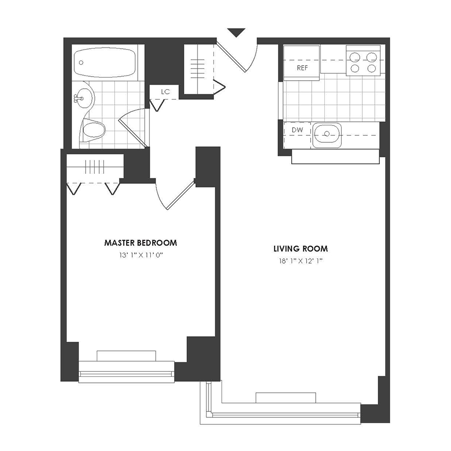 1 Bedroom - Residence J floor plan