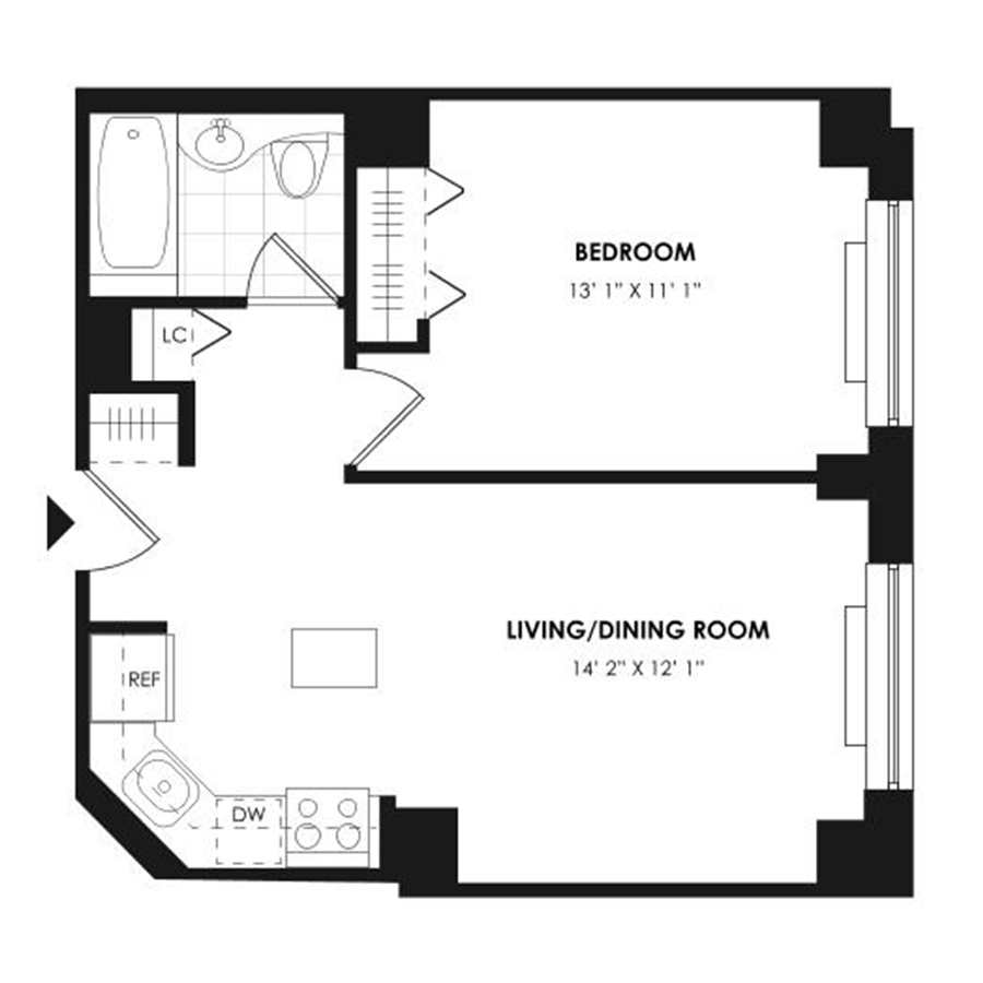1 Bedroom - Residence E floor plan