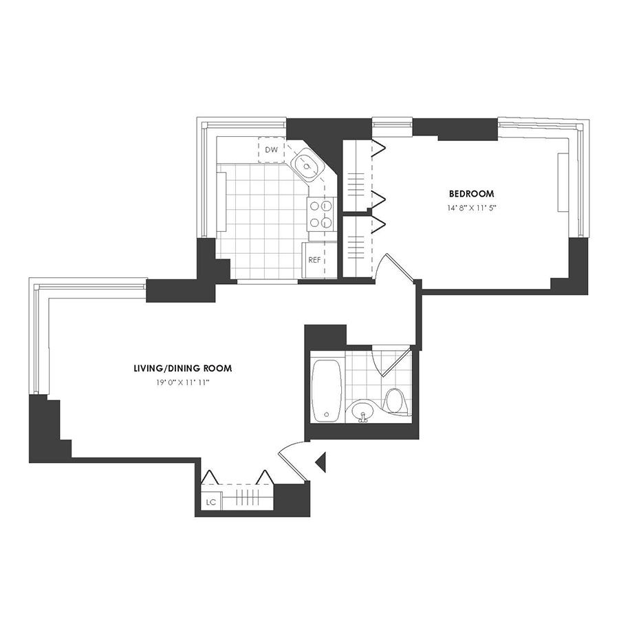 1 Bedroom - Residence B floor plan