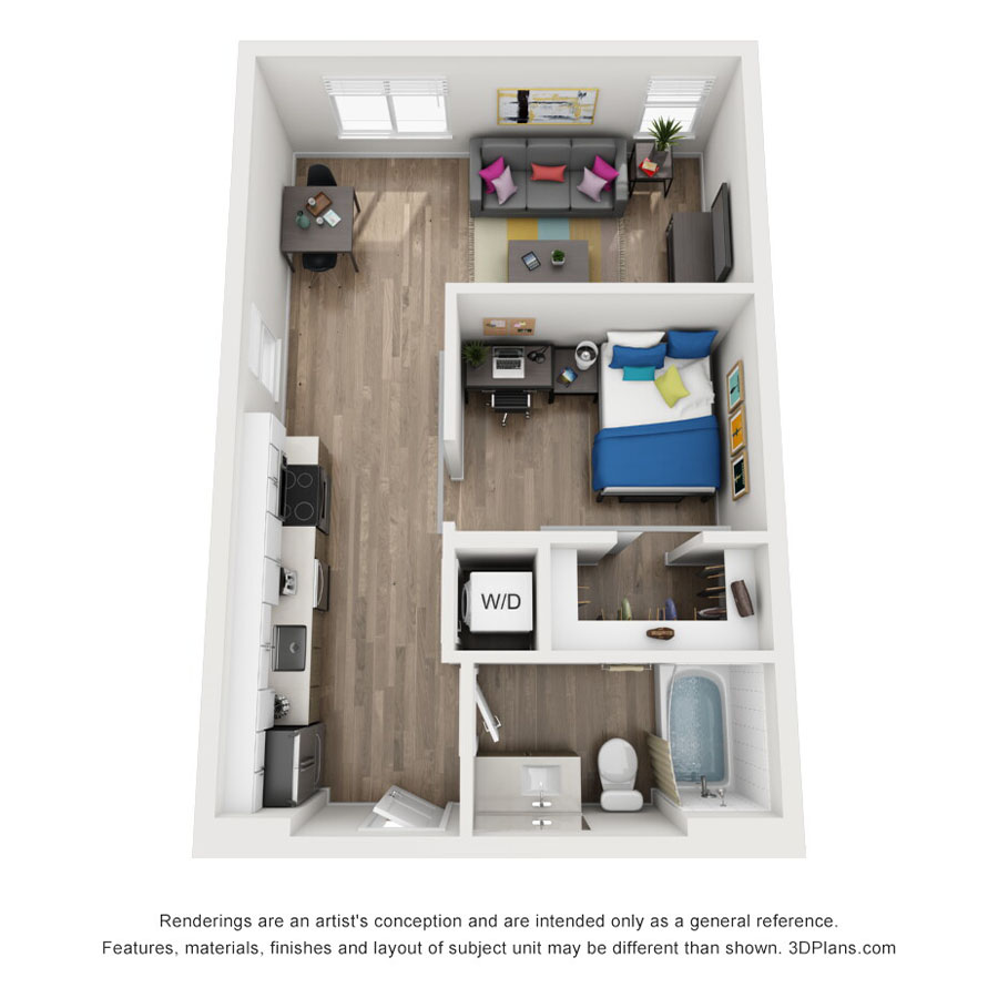 1x1 floor plan