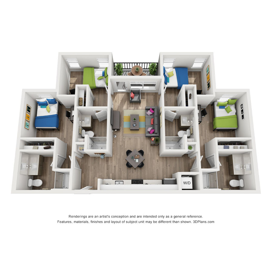 4x4B floor plan