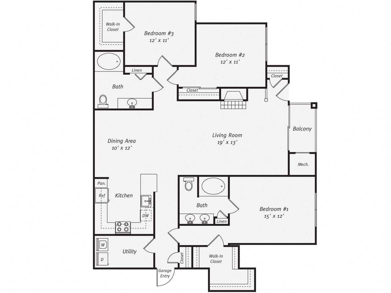 3 Bed/2 Bath-C1G floor plan