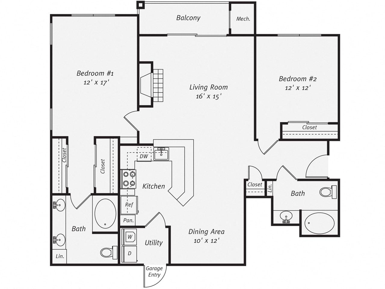 2 Bed/2 Bath-B3G floor plan