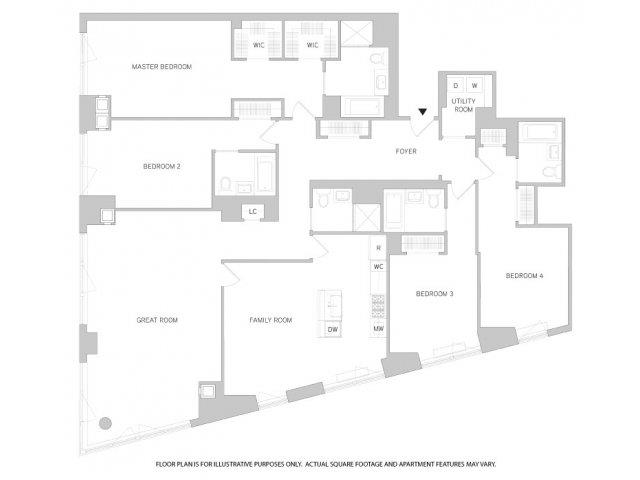 Rendering of the 4Br 5Bth 1 floor plan with 4 bedroom[s] and 5 bathroom[s] at The Aldyn