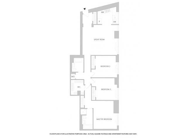 Rendering of the 3Br 2Bth floor plan with 3 bedroom[s] and 2 bathroom[s] at The Aldyn