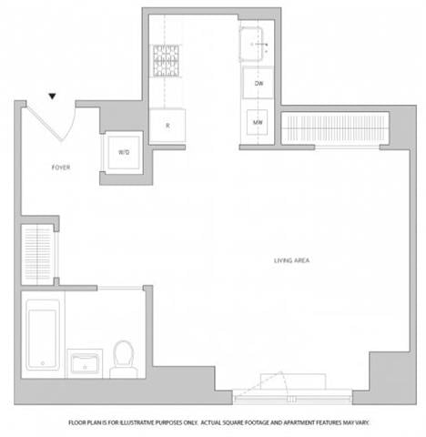 Rendering of the Studio 3 floor plan with a Studio bedroom and 1 bathroom[s] at The Aldyn
