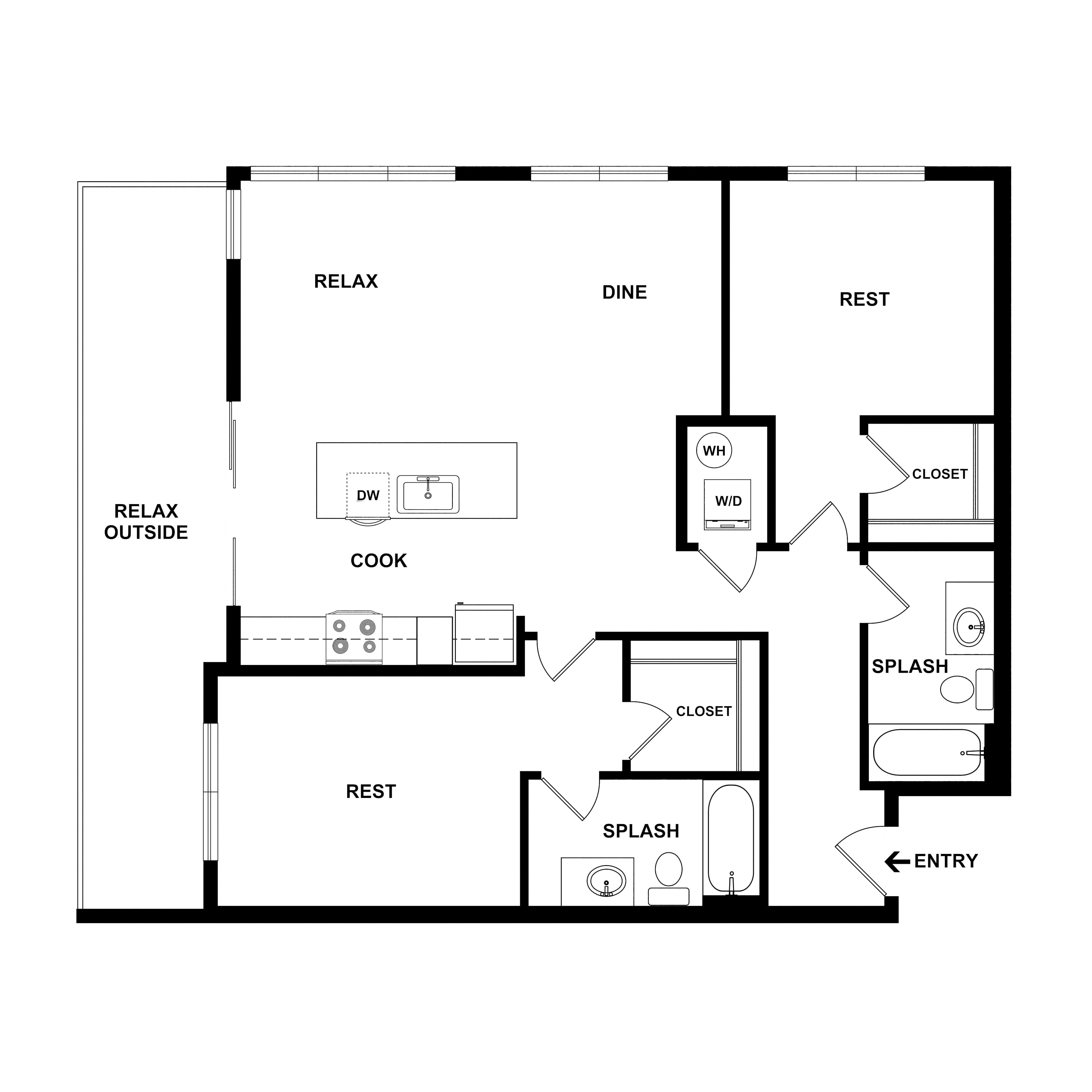 2 Bed/2 Bath-Railyard floor plan