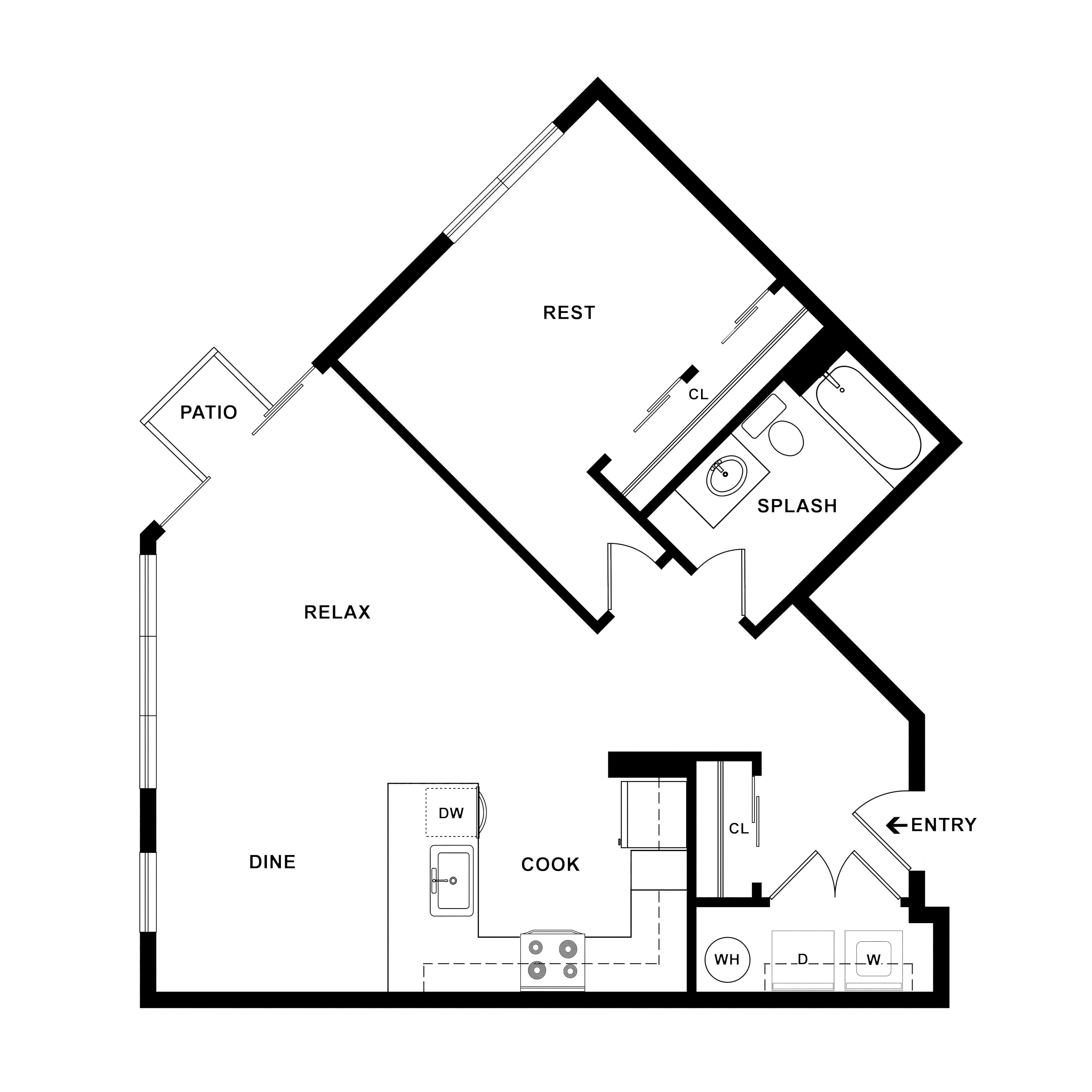 1 Bed/1 Bath-Axle floor plan