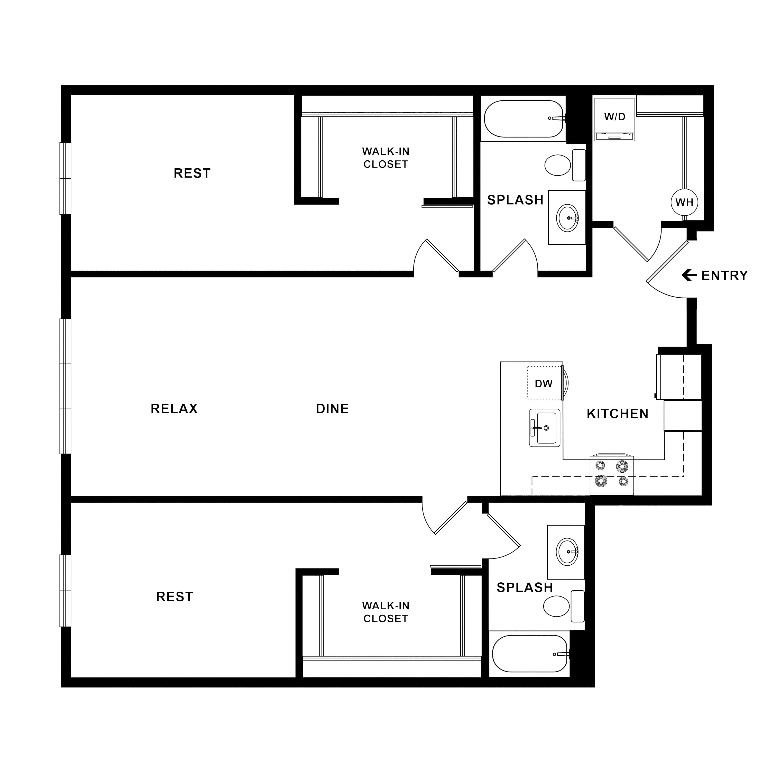 2 Bed/2 Bath-Throttle floor plan