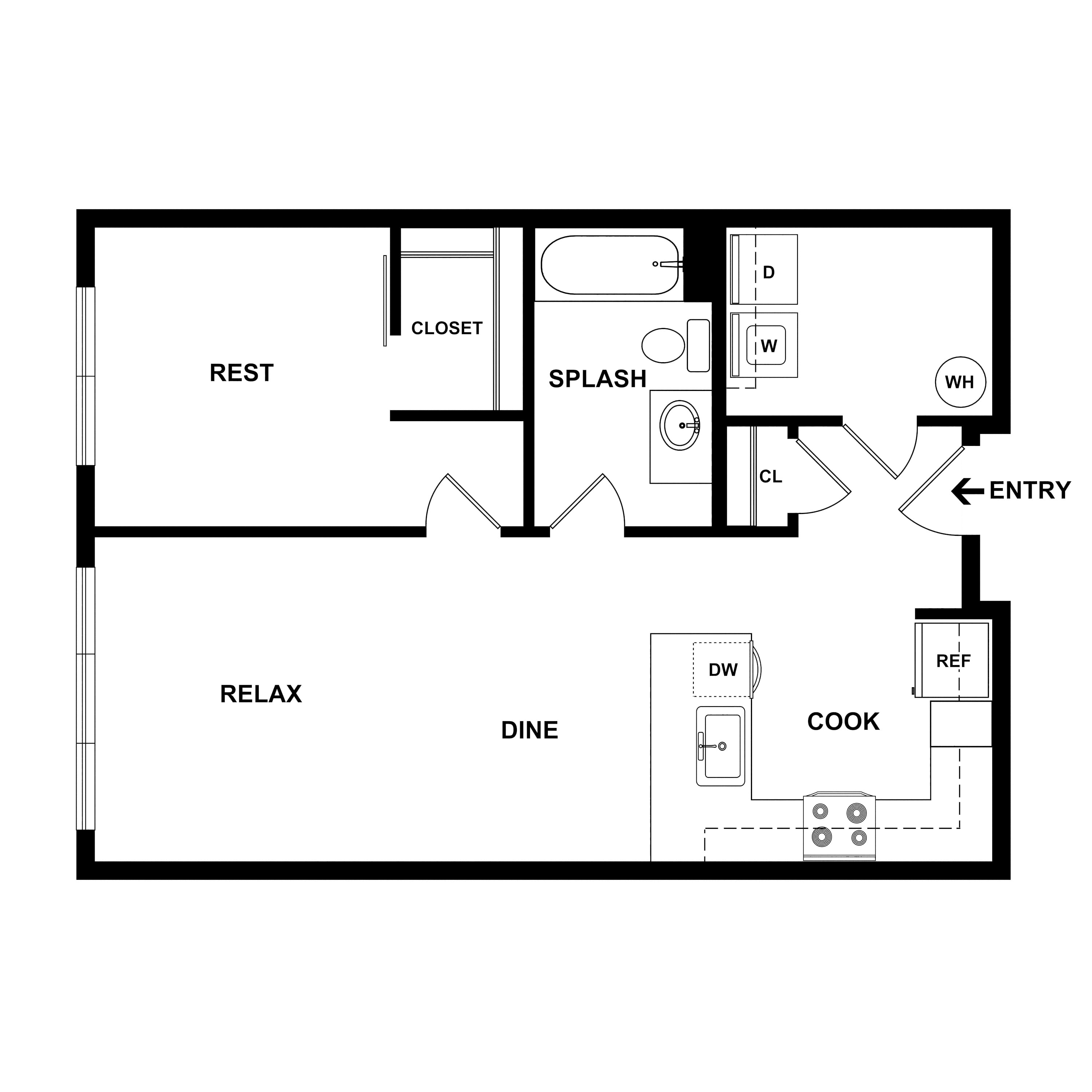 1 Bed/1 Bath-Freight floor plan