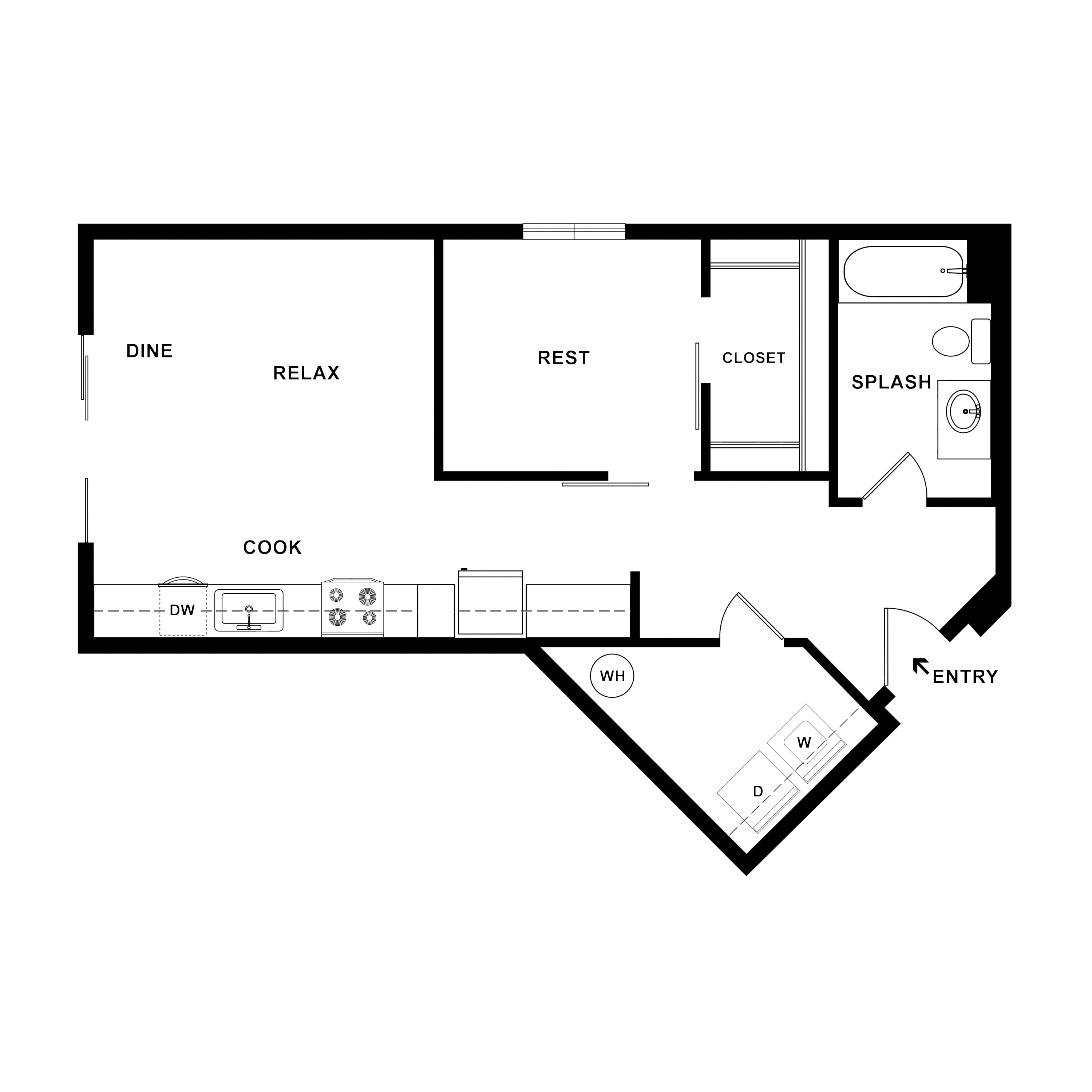 1 Bed/1 Bath-Locomotive floor plan