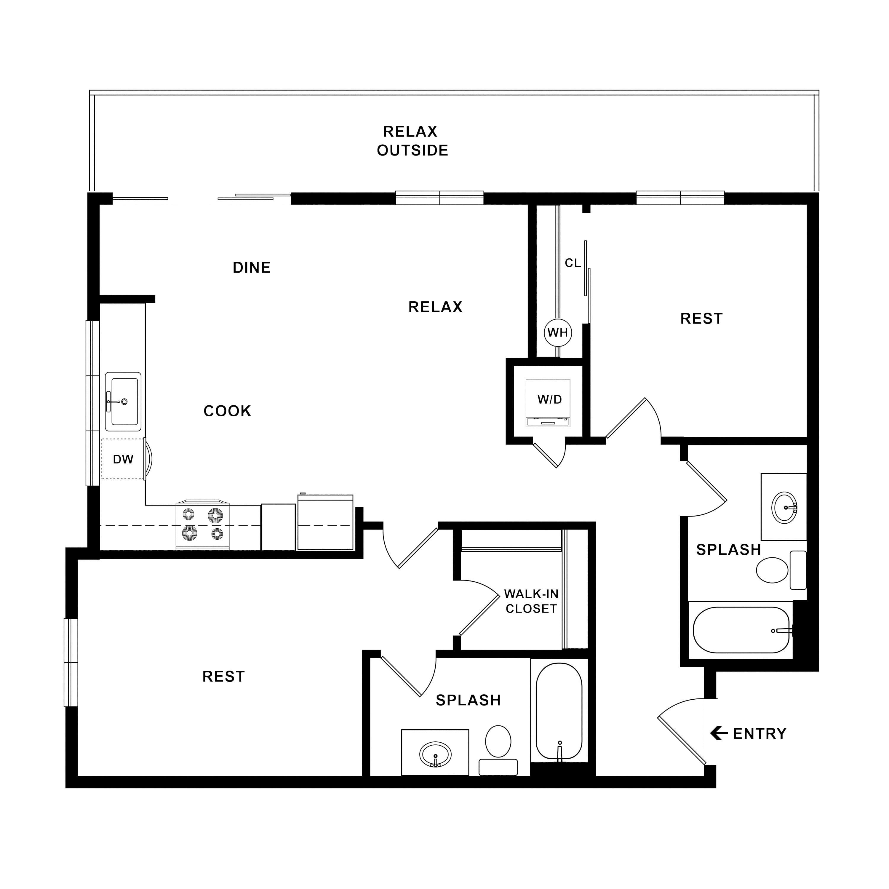 2 Bed/2 Bath-Core floor plan