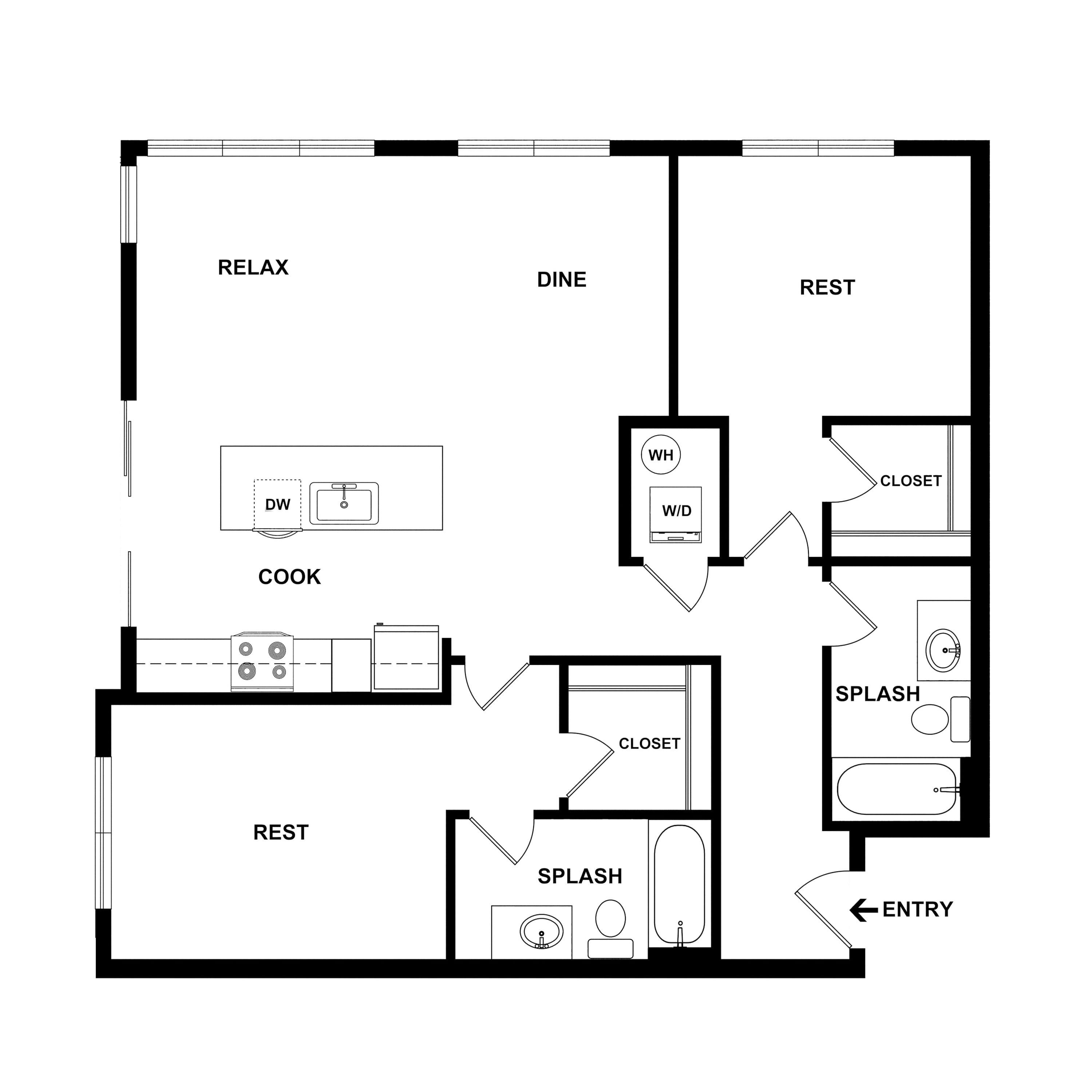2 Bed/2 Bath-Shear floor plan
