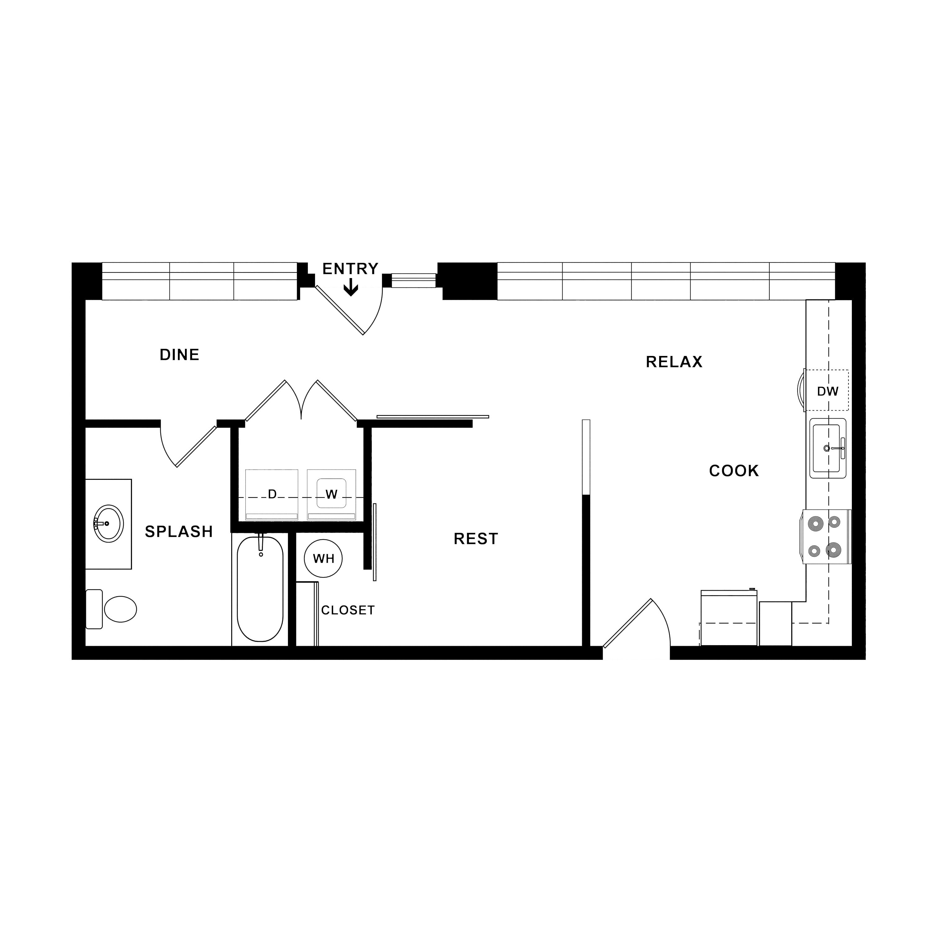 1 Bed/1 Bath Live/Work-Double Stack floor plan