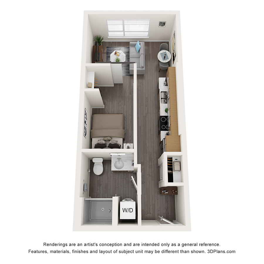 Open 1 Bedroom F floor plan
