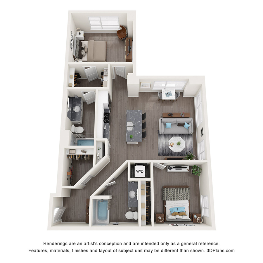 2 Bedrooms B floor plan