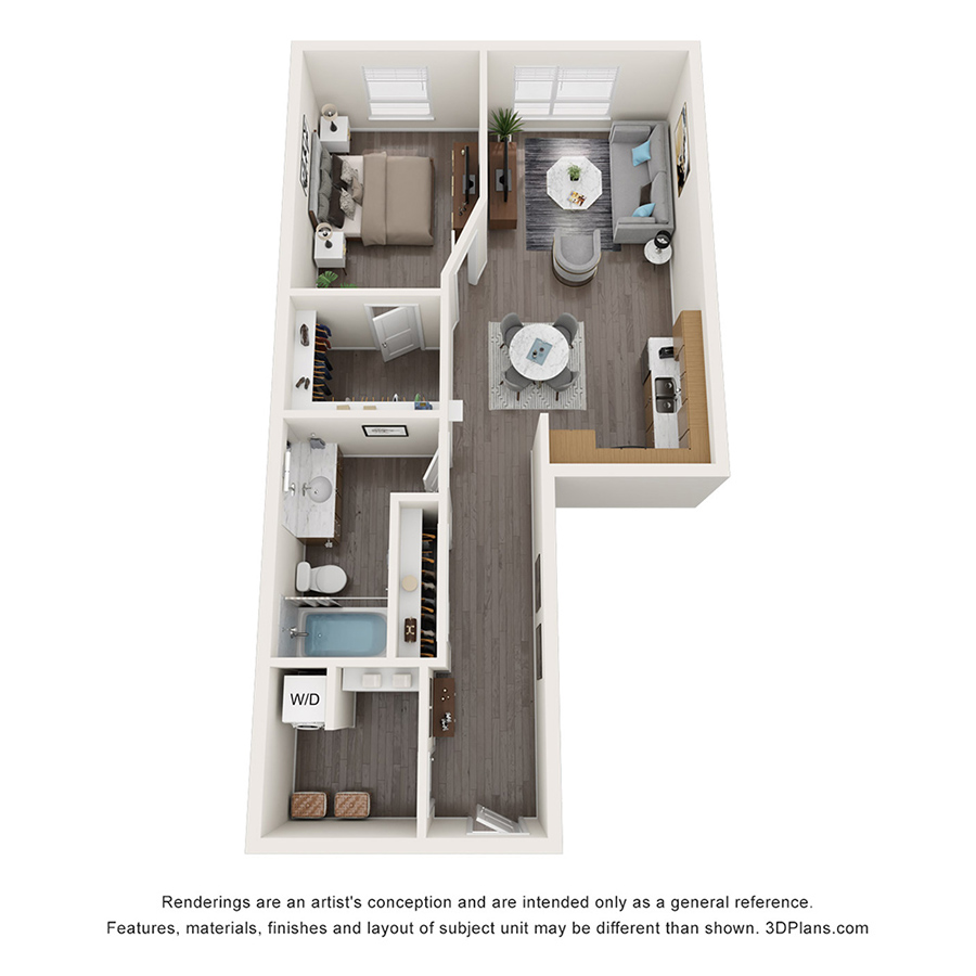 1 Bedroom F floor plan