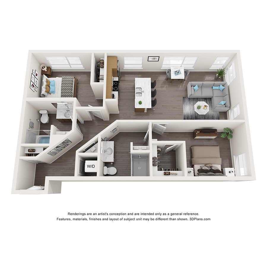 2 Bedrooms D floor plan