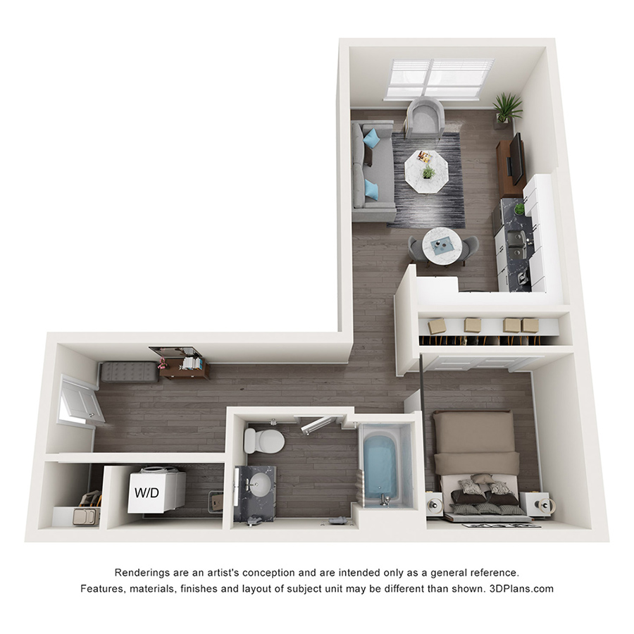 Open 1 Bedroom E floor plan