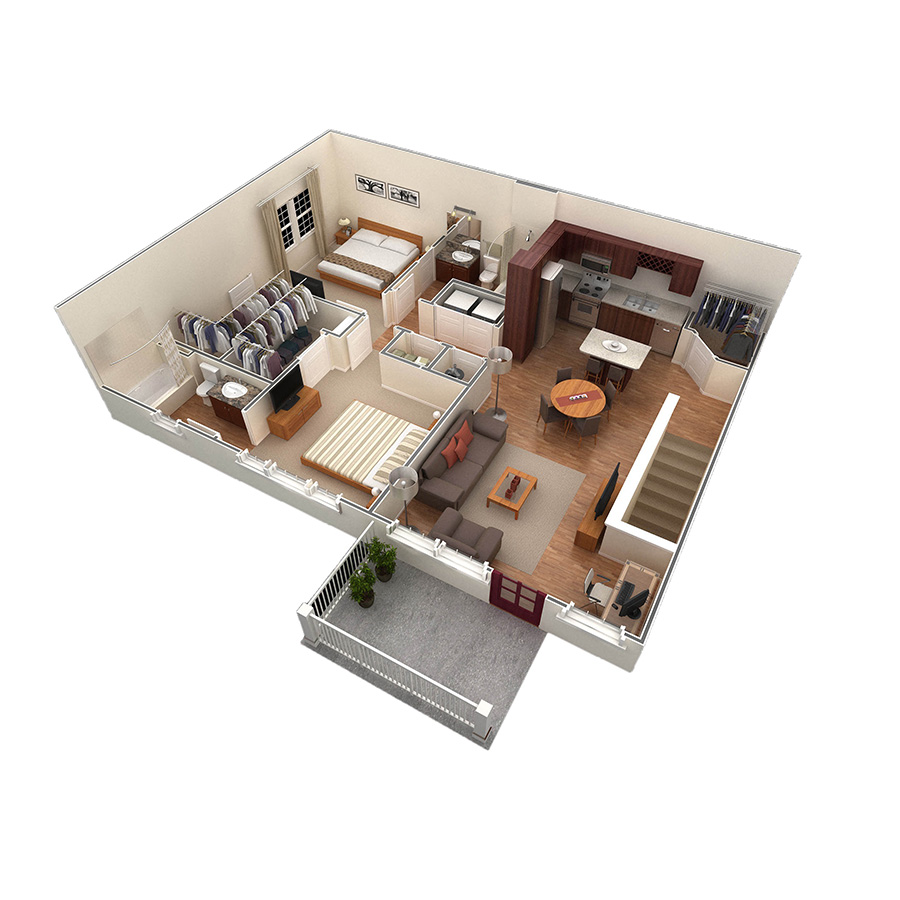 2 BR Designer Overlook Garage floor plan