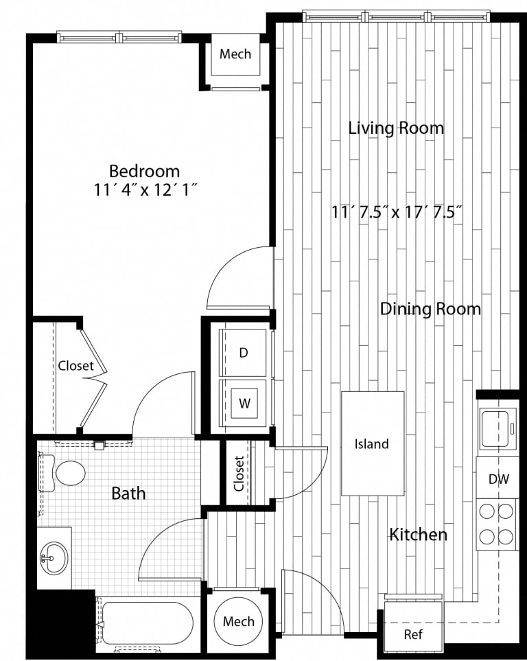 1 Bed/1 Bath floor plan
