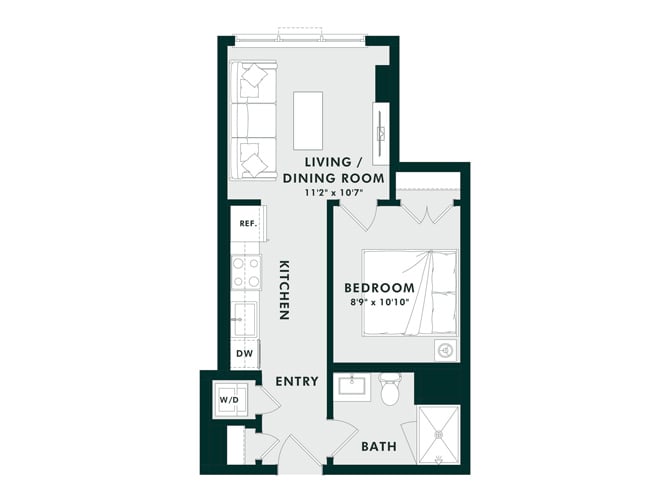 A1 | Jr 1 Bed | 1 Bath floor plan