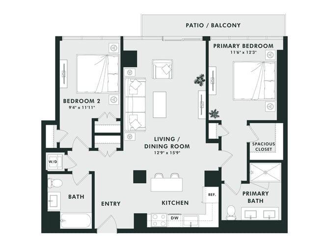 D2 | 2 Bed | 2 Bath floor plan