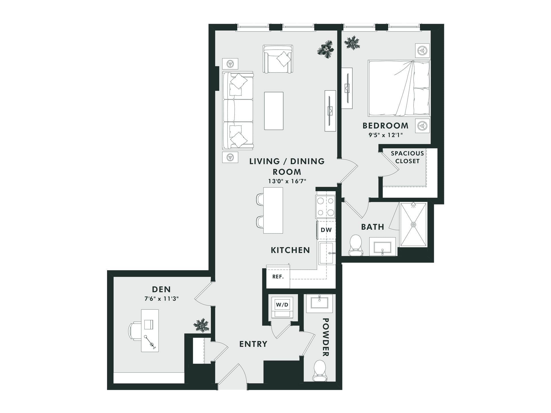 C11.2 | 1 Bed | 1 Bath | Den floor plan