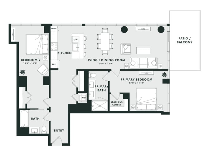 D13 | 2 Bed | 2.5 Bath floor plan