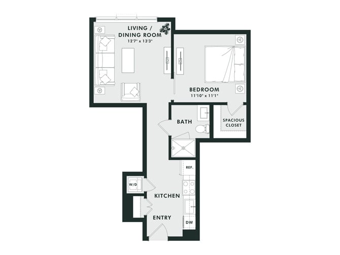A13 | Jr 1 Bed | 1 Bath floor plan