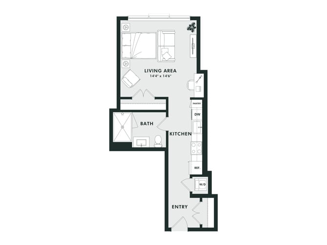 S3 | Studio | 1 Bath floor plan