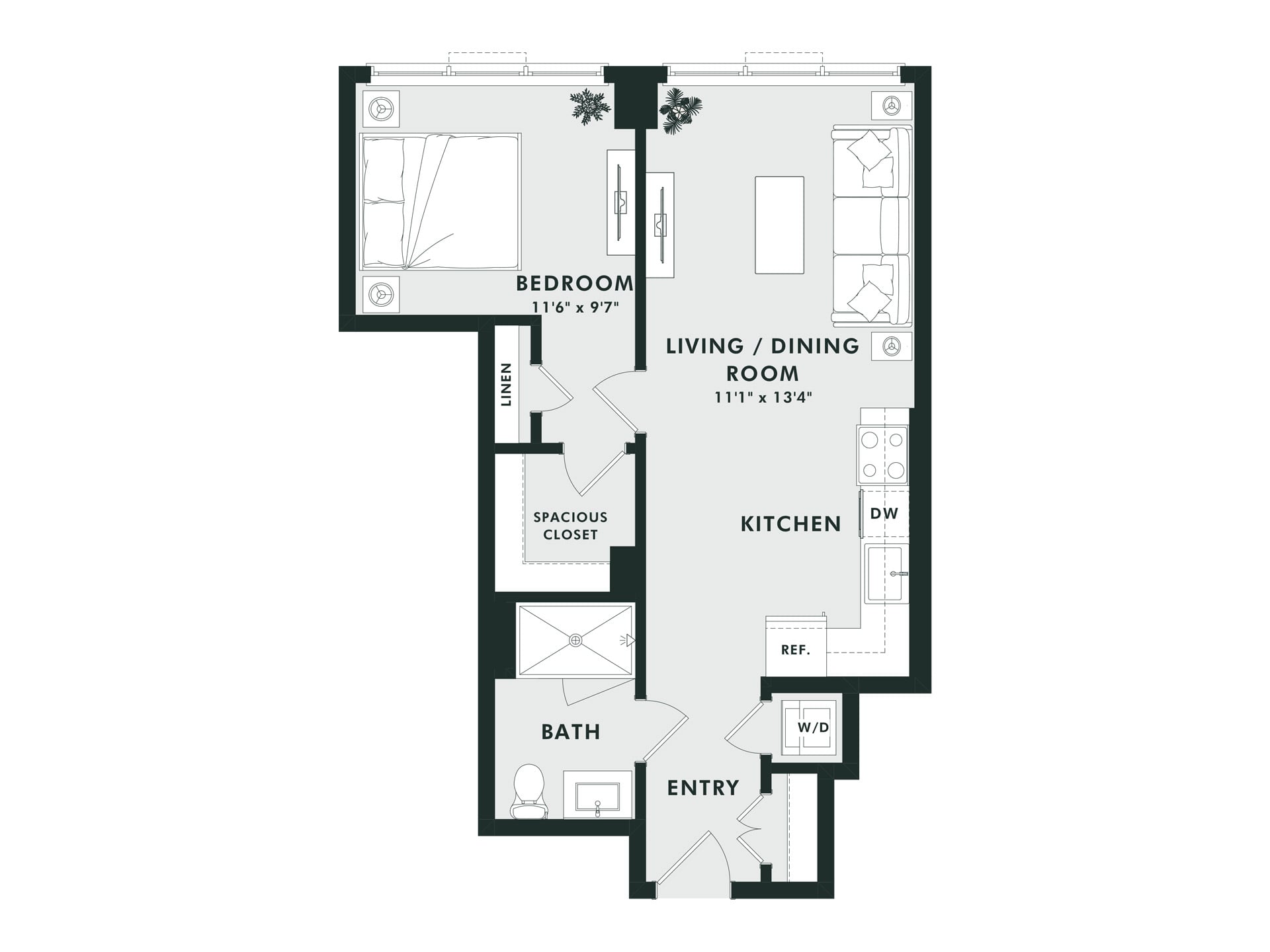 B11.1 | 1 Bed | 1 Bath floor plan
