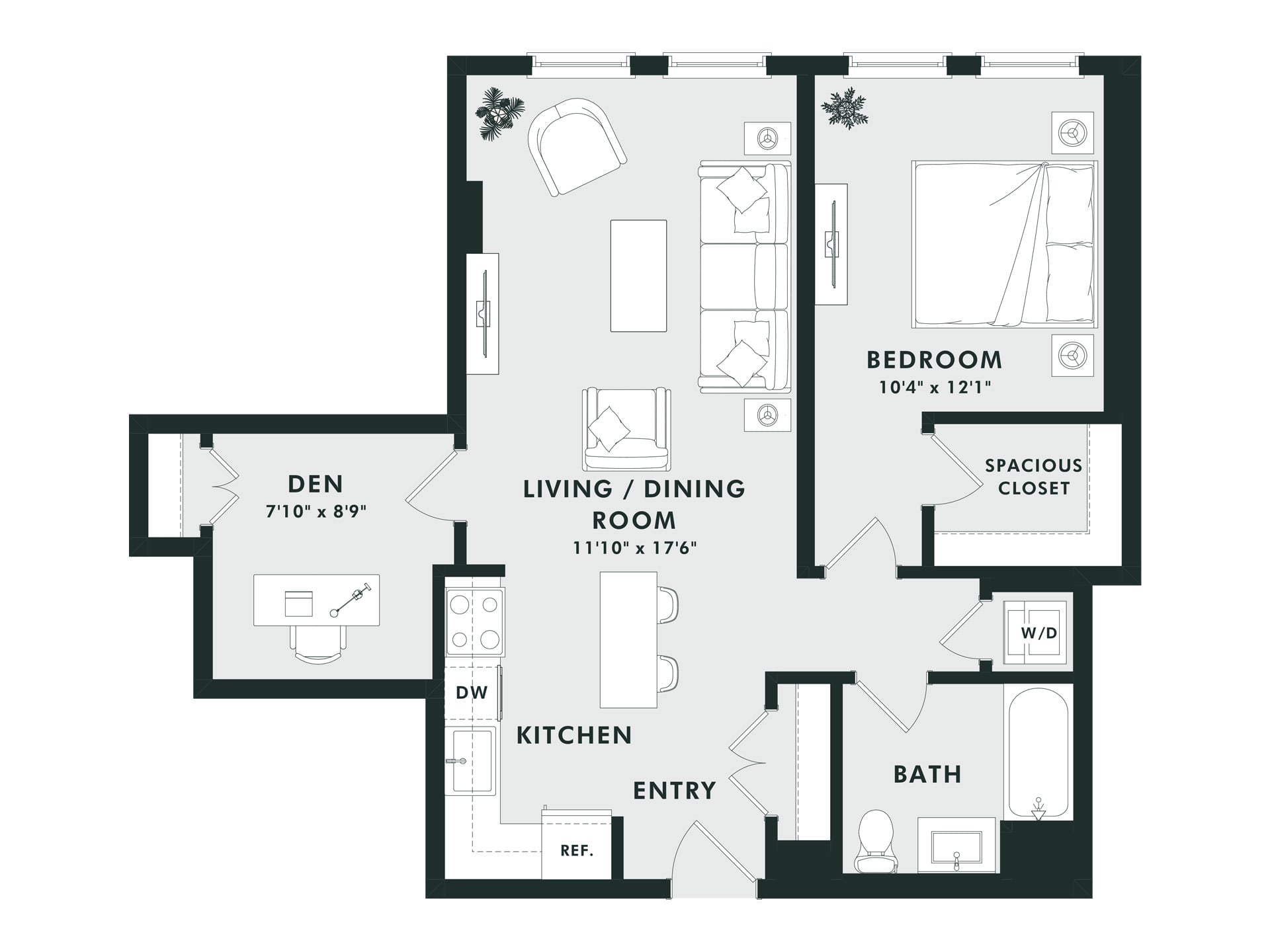 C3.1 | 1 Bed | 1 Bath | Den floor plan