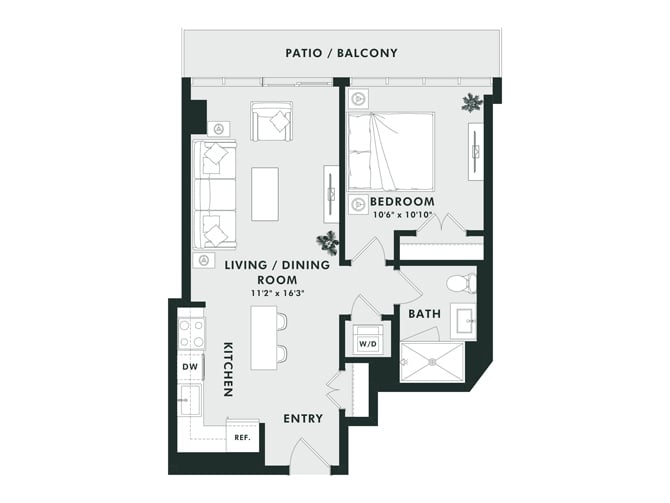 B17 | 1 Bed | 1 Bath floor plan