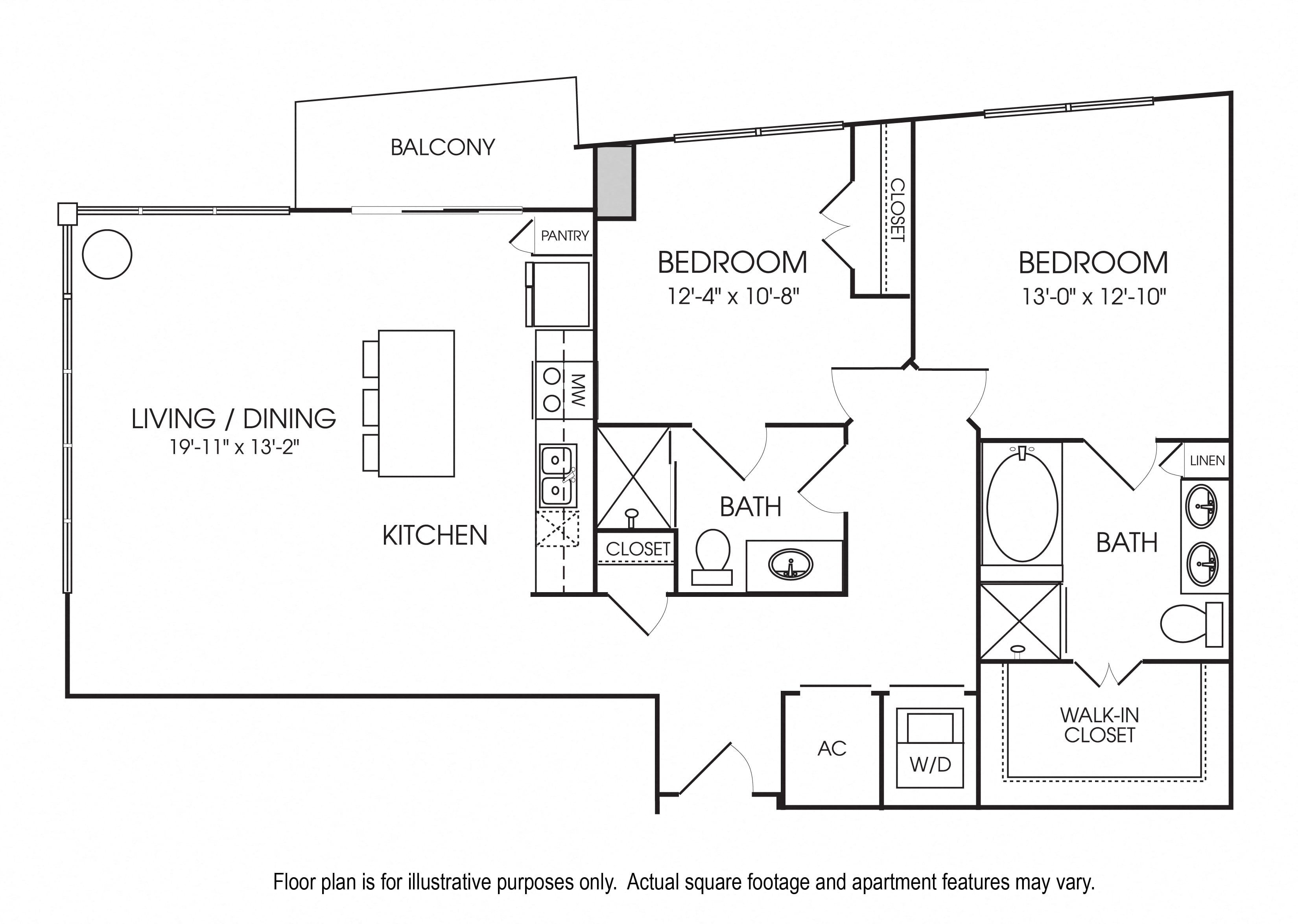 Rendering of the B7 floor plan with 2 bedroom[s] and 2 bathroom[s] at The Sovereign at Regent Square