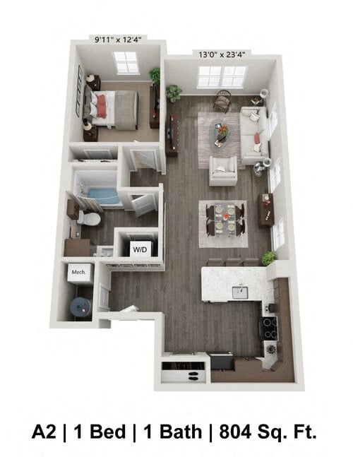 1 Bed/1 Bath - A1B floor plan