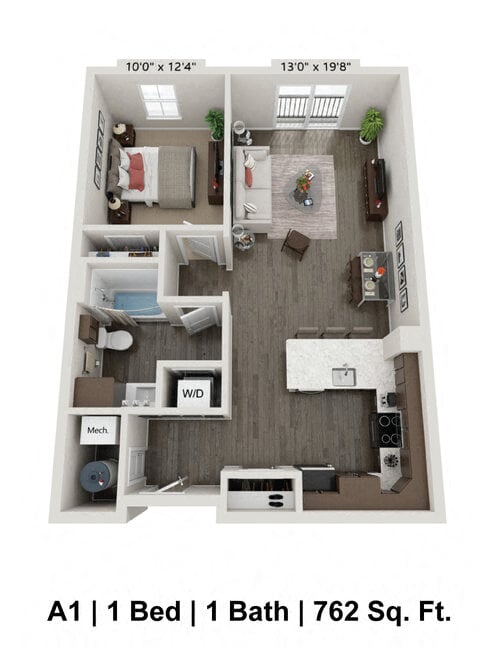1 Bed/1 Bath - A1A floor plan