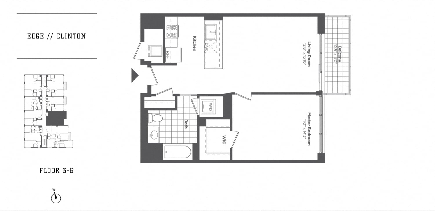1 Bed/1 Bath-A5 Clinton floor plan