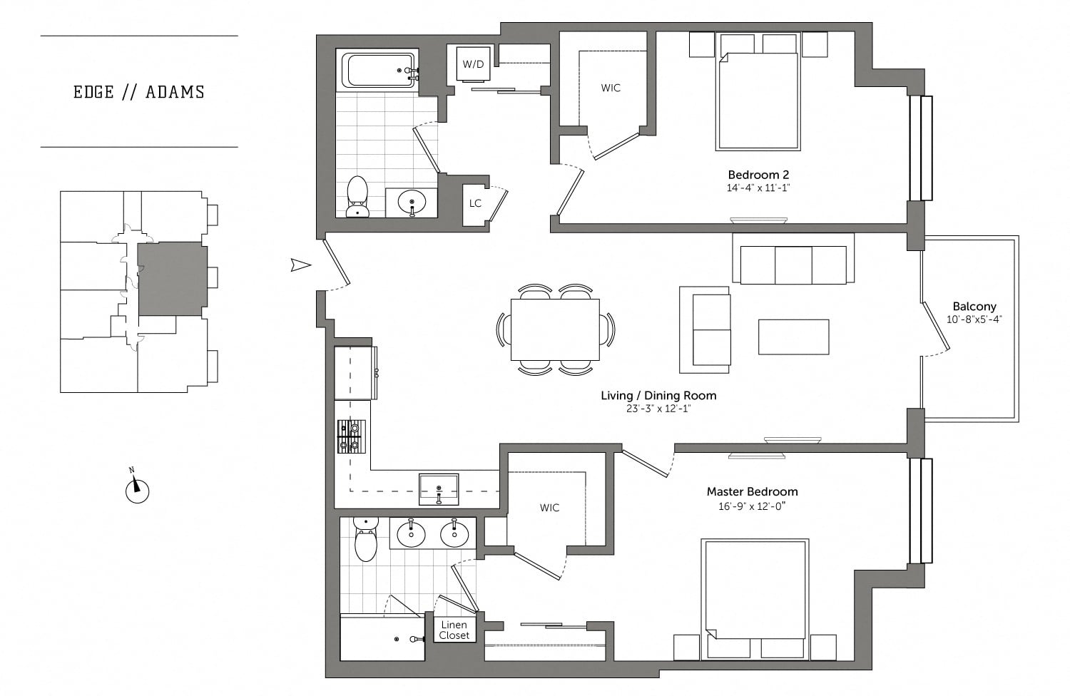 2 Bed/2 Bath-B3 Adams floor plan