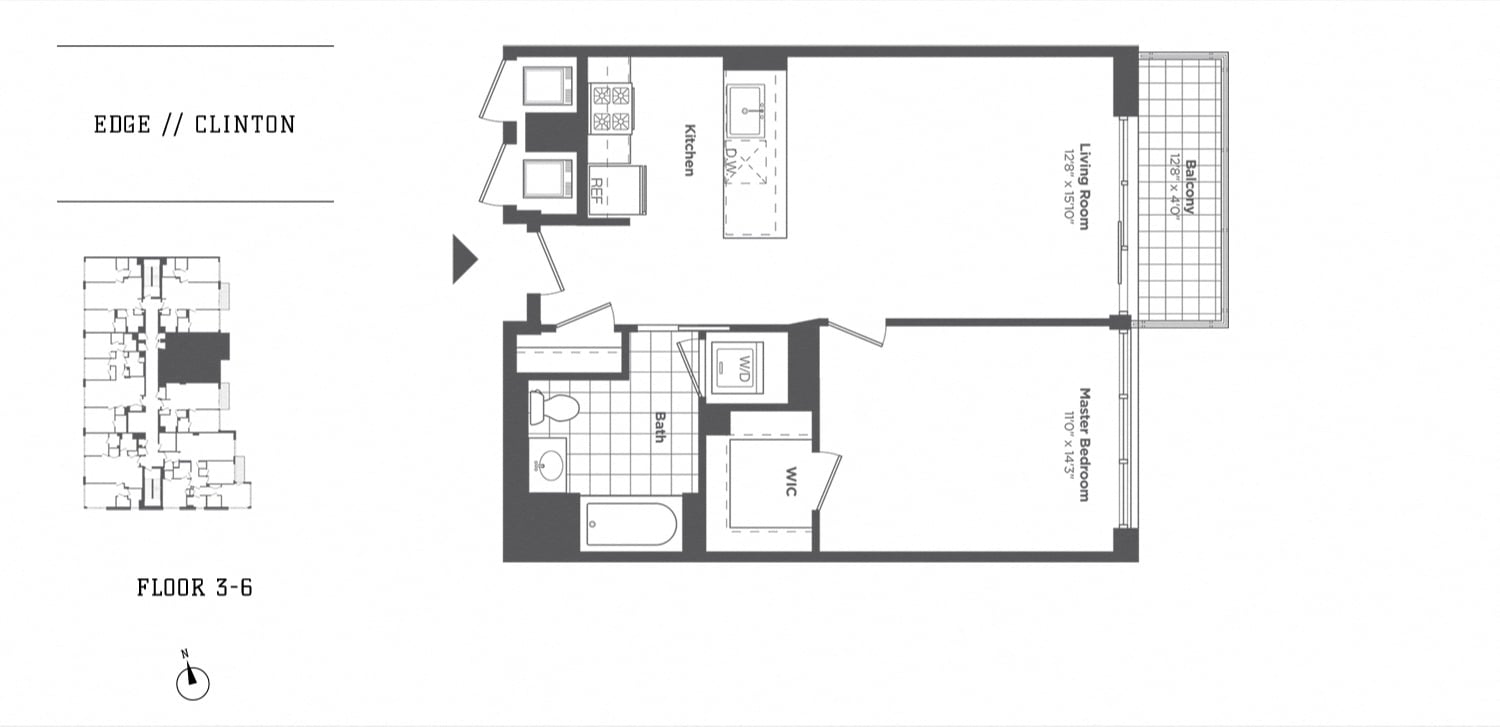 1 Bed/1 Bath-A4 Clinton floor plan