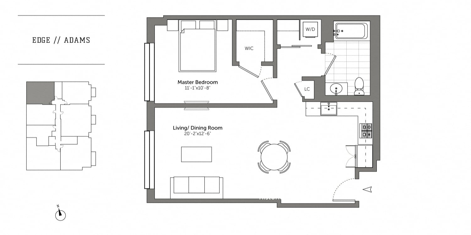 1 Bed/1 Bath-A3 Adams floor plan