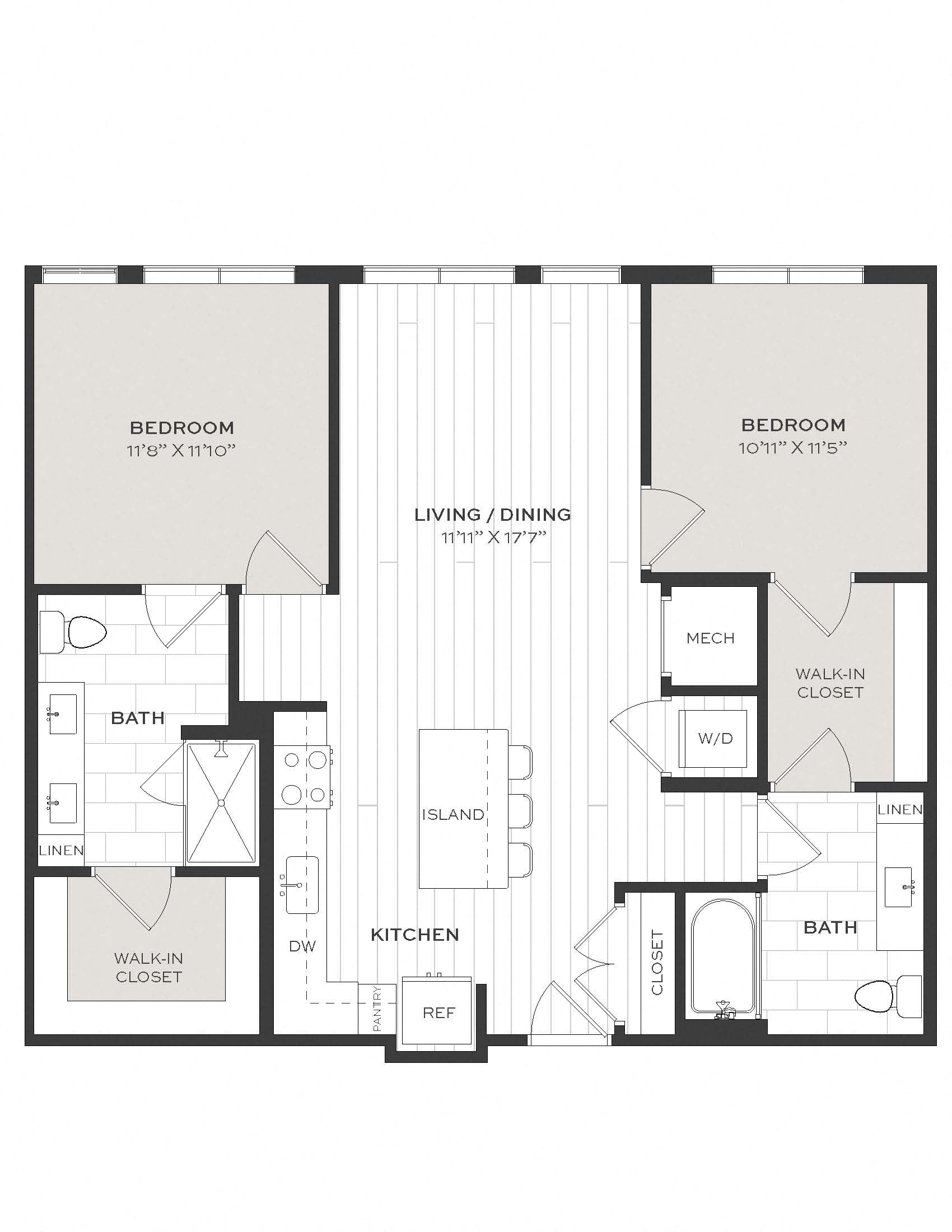 2 Bed/2 Bath-B1 floor plan