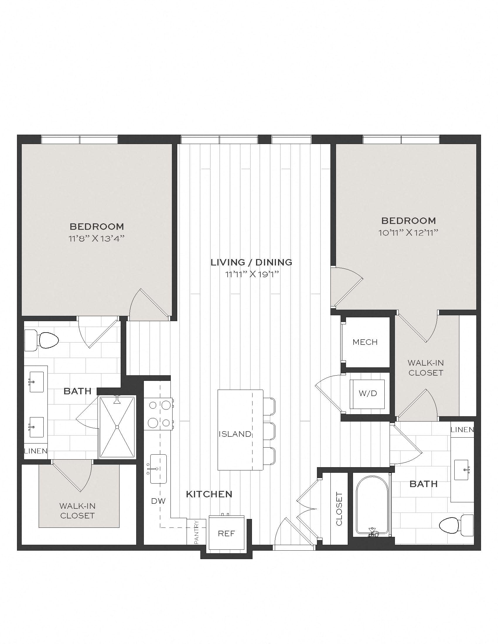 2 Bed/2 Bath-B1A floor plan