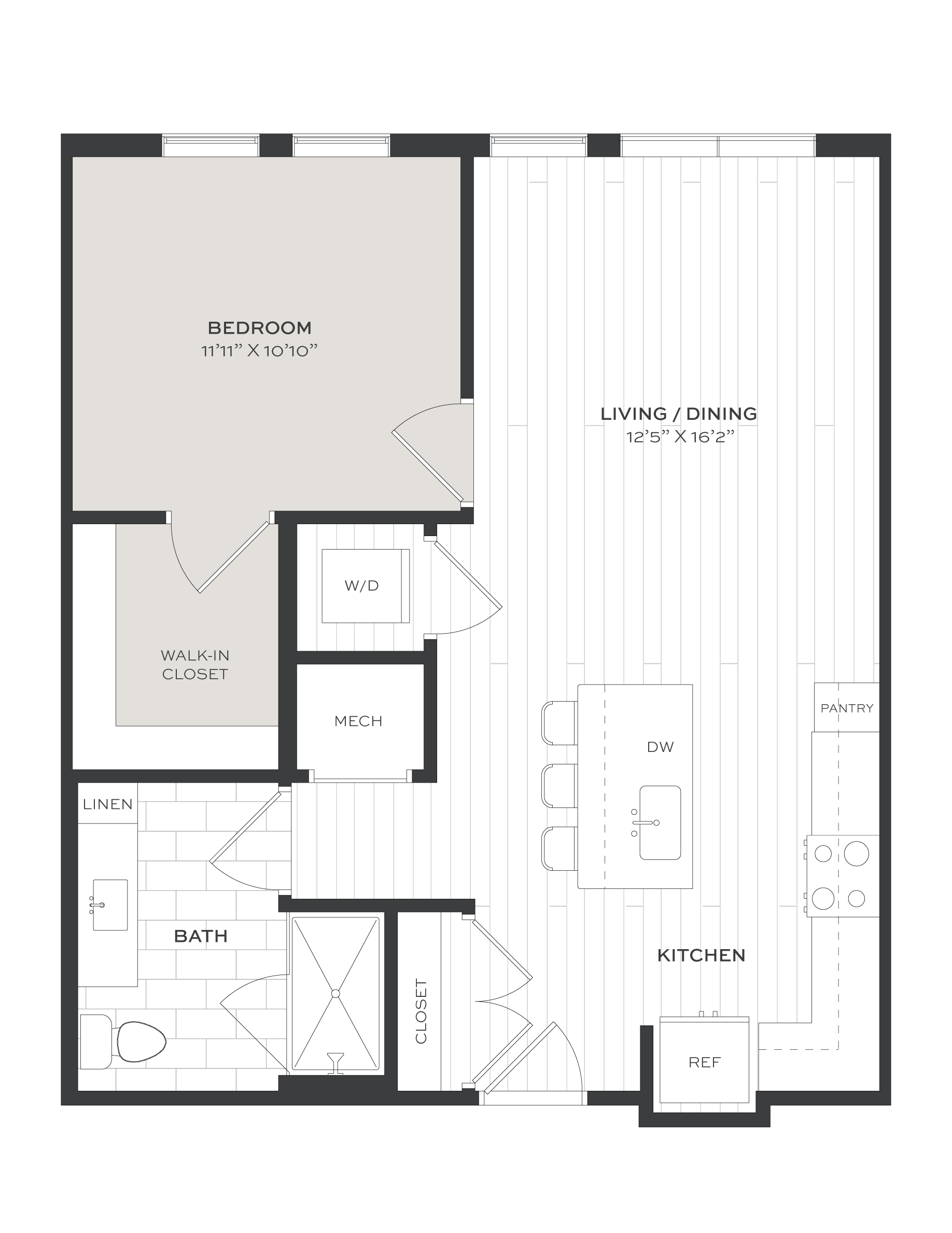1 Bed/1 Bath-A1B floor plan