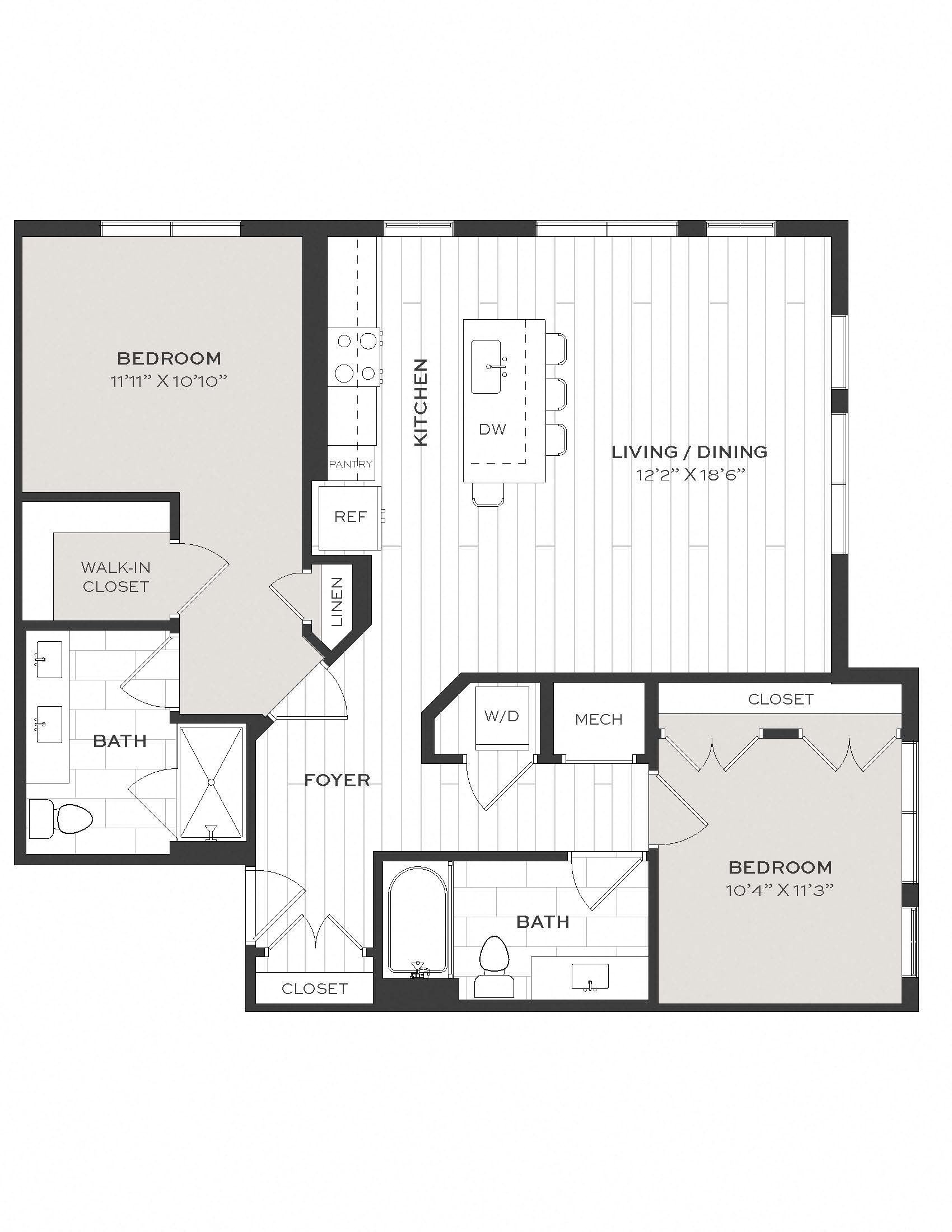 2 Bed/2 Bath-B7 floor plan