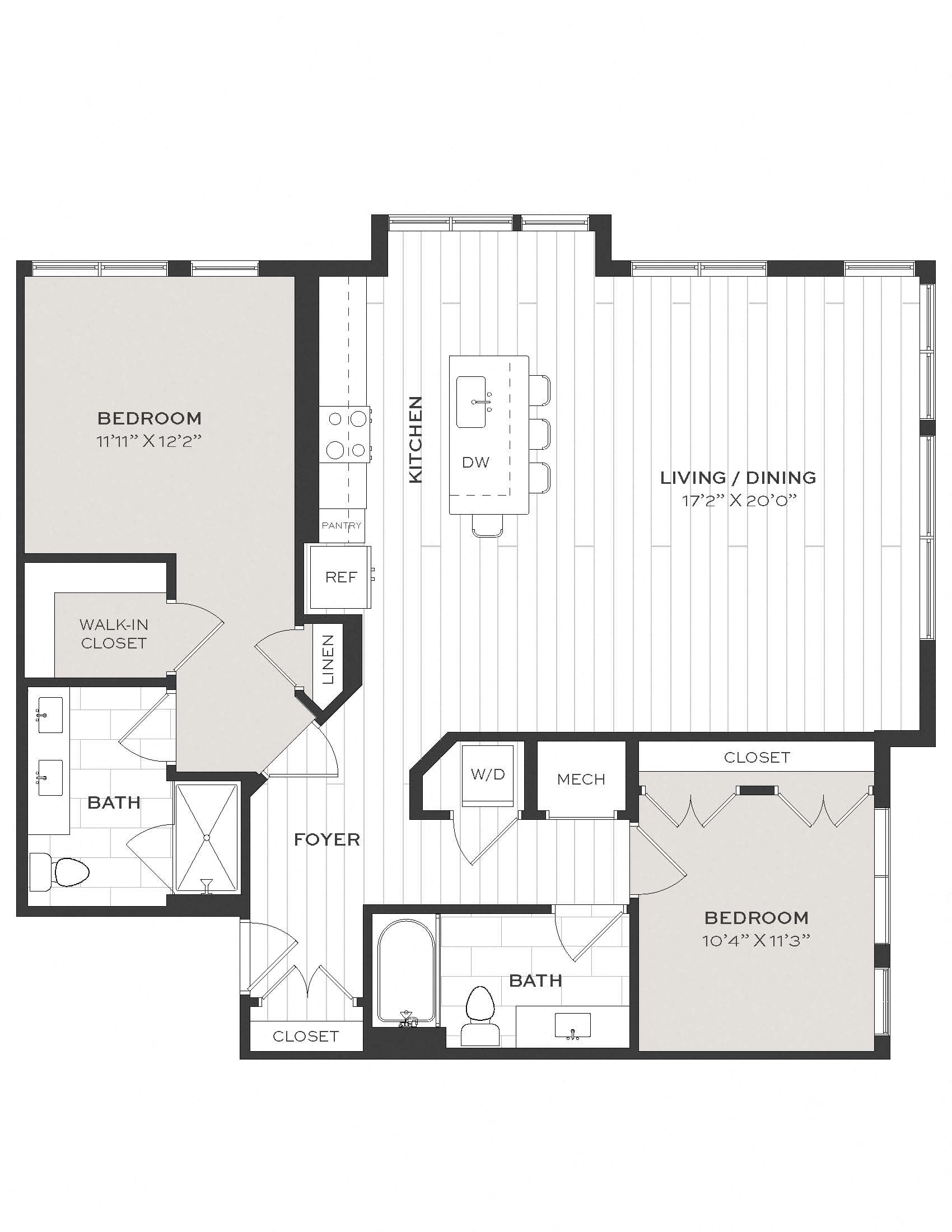 2 Bed/2 Bath-B6A floor plan
