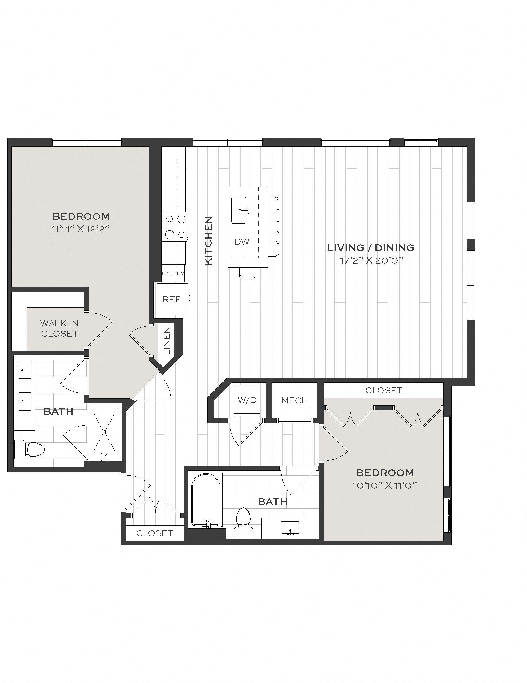 2 Bed/2 Bath-B6 floor plan