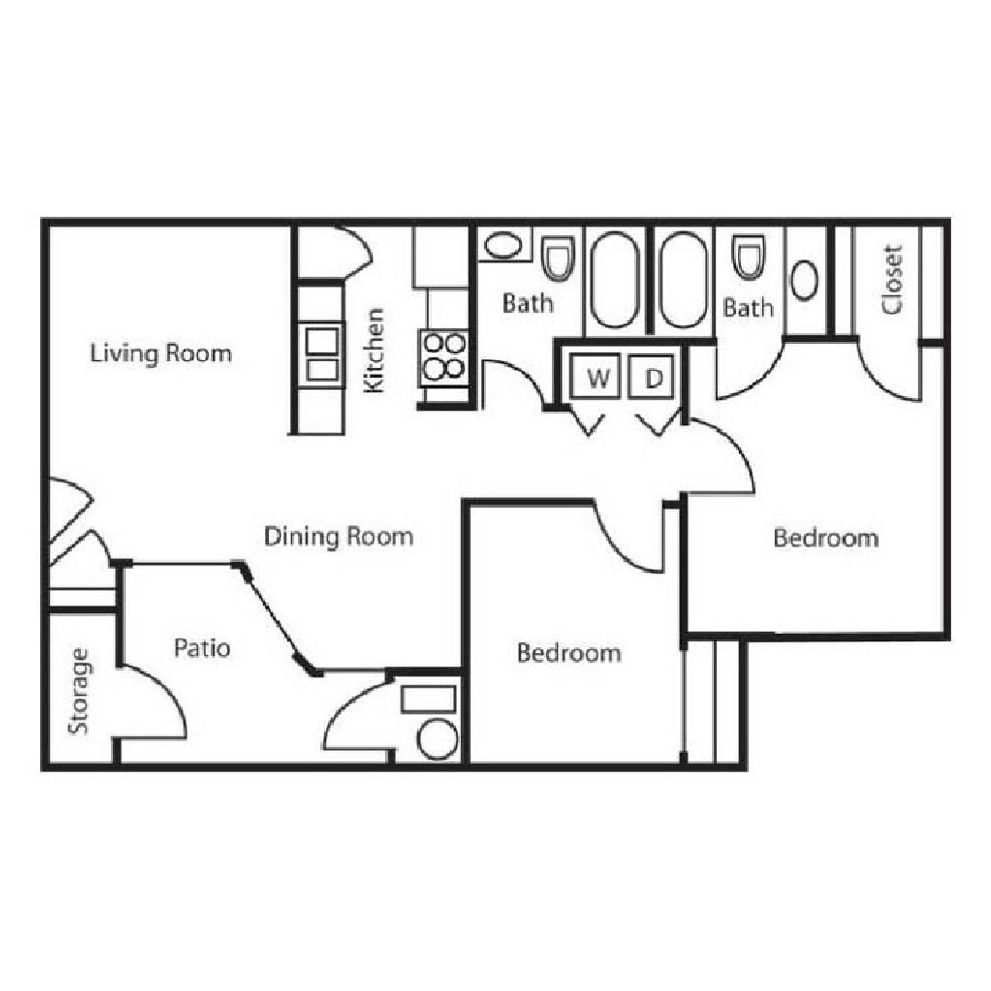 2 Bedroom 2 Bath floor plan
