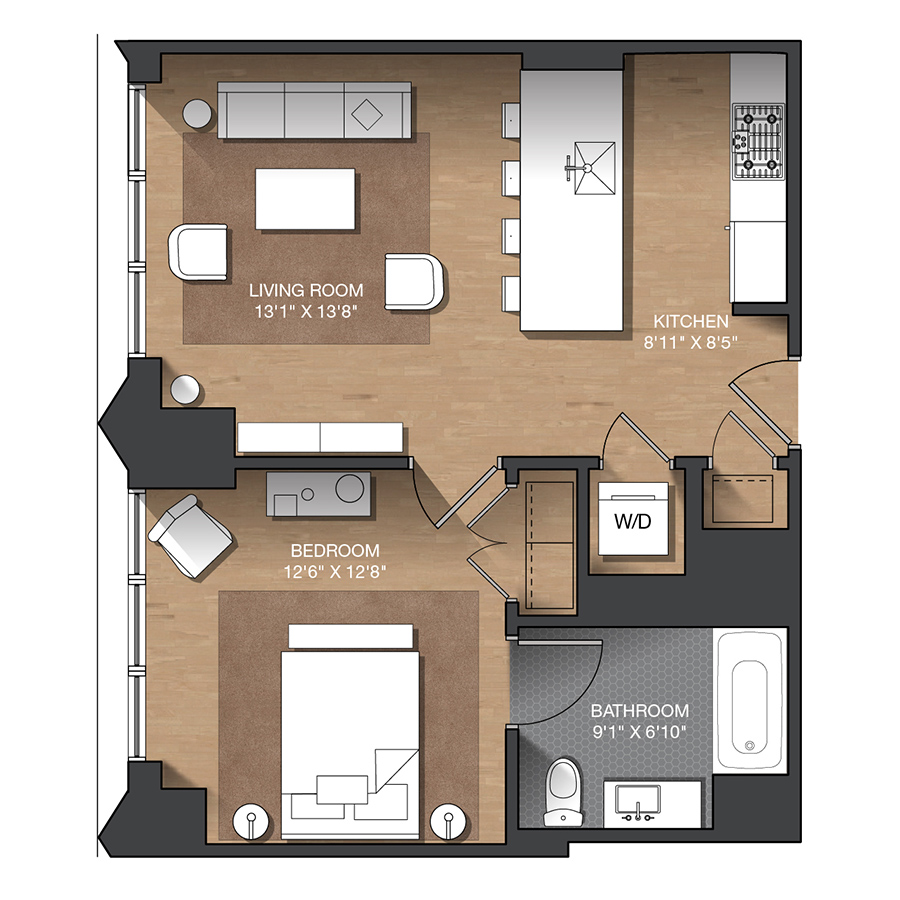 D - 1B floor plan